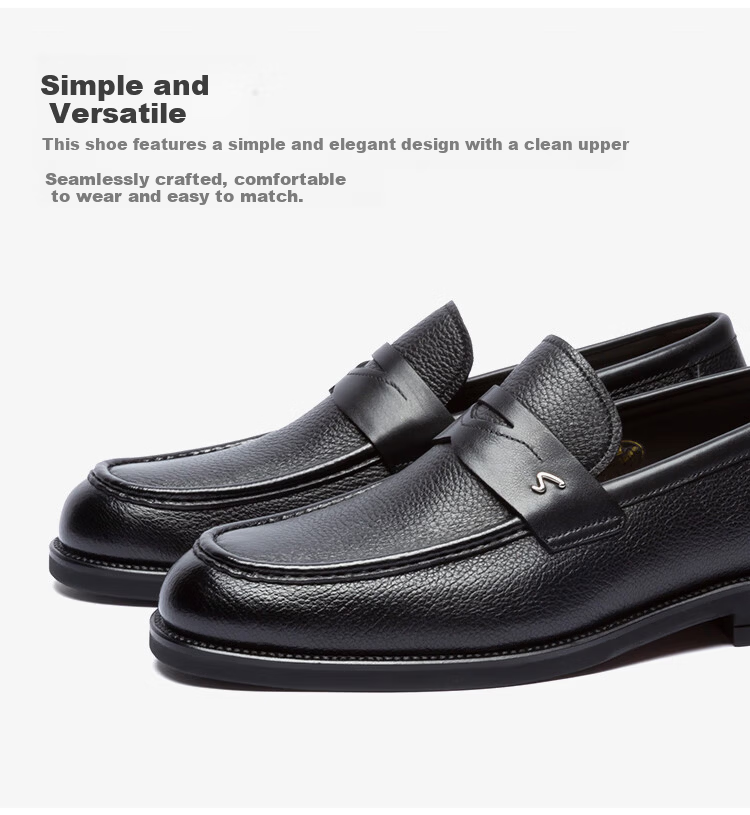 SATCHI Men's High-Grade Suede Business Casual Shoes Men's Leather Party Shoes 752282169Z Black Size 40 3