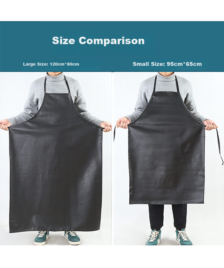 Anxianda Waterproof Oil-Resistant Leather Apron Work Protective Durable Soft Leather Apron Factory Workshop Black Small Size 7