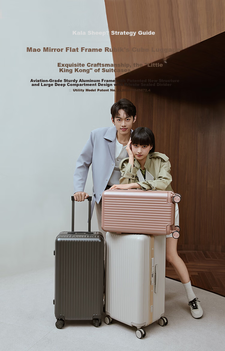 Kala Sheep x Jin Nang Mirror Large Flat Frame Aluminum Frame Cube Luggage 20-inch Carry-on Trolley Suitcase Unisex 2