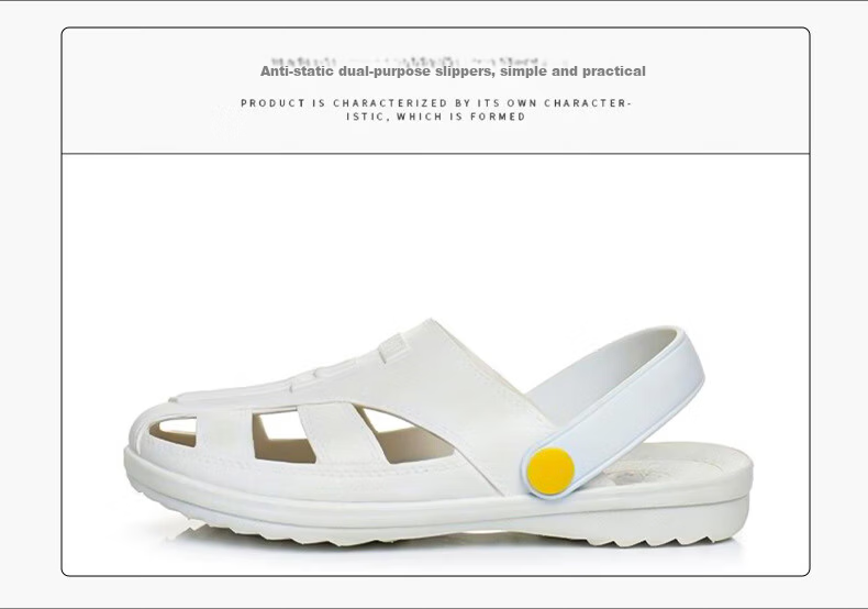 BAIGE Anti-Static Slippers, Soft Sole, Clean Room Work Shoes, ESD Non-Slip Odor-Resistant Work Shoes for Dust-Free Workshop, Cross Yellow Label Black, Size 43-44, CW840544 3