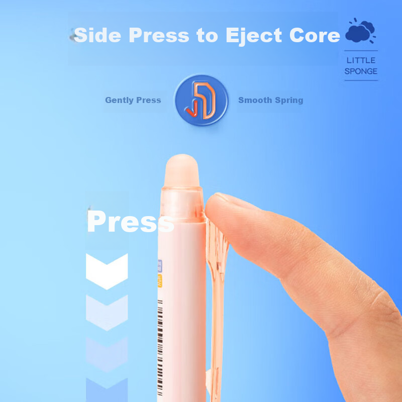 M&G Erasable Gel Pen 0.5mm Crystal Blue Retractable Bullet Tip Signature Pen with Small Sponge Sleeve, High-Value 12-Pack AKPH3220B2 2