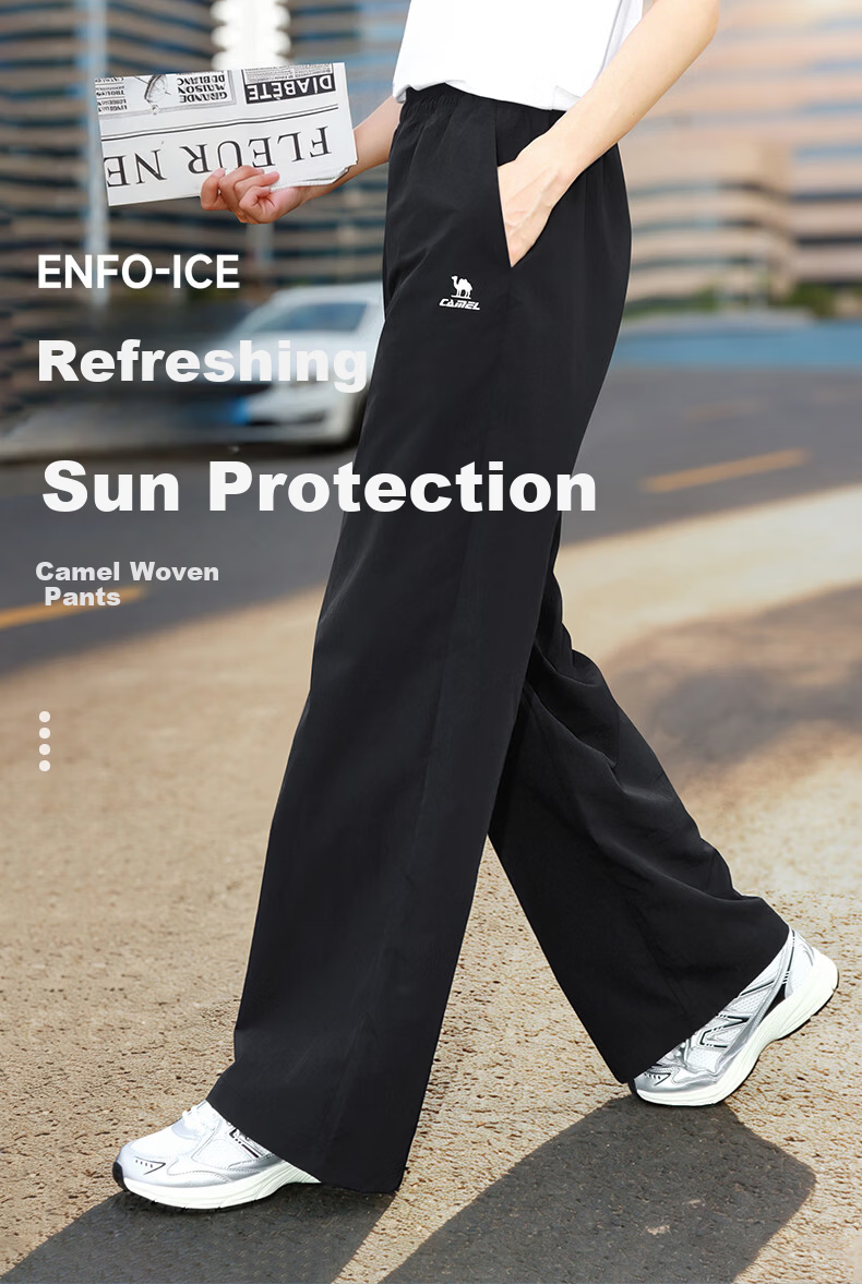 CAMEL Women's Straight Casual Pants Ice Cooling Sun Protection Breathable Sports Pants C16BR0L0083 Cheese Yellow L 3