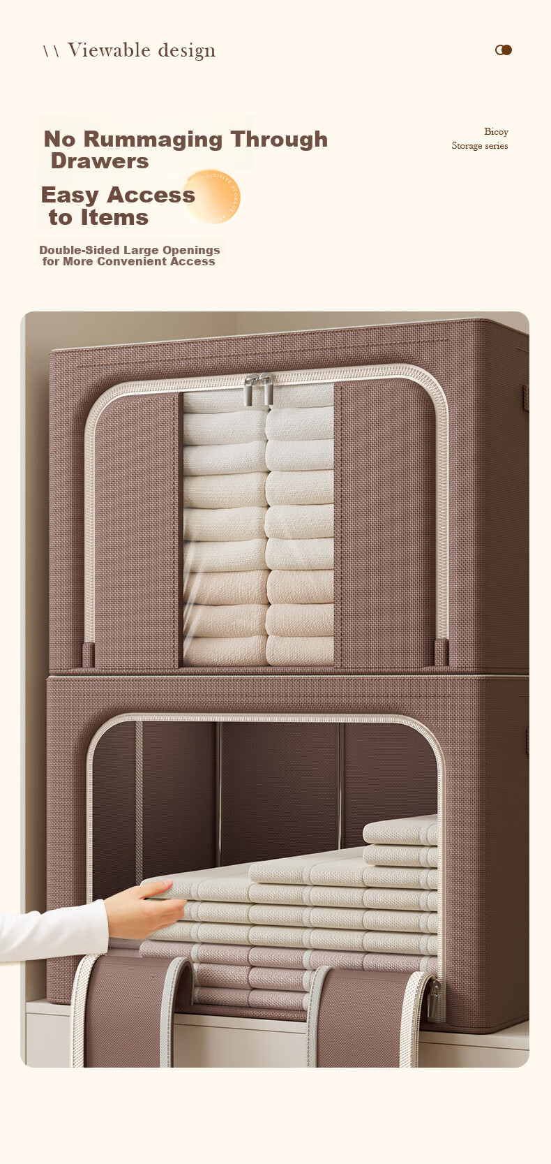 Baicaoyuan Oxford Fabric Storage Box, Clothes And Quilt Organizer, Wardrobe Storage Container, 88L Pink, 1 Piece 12