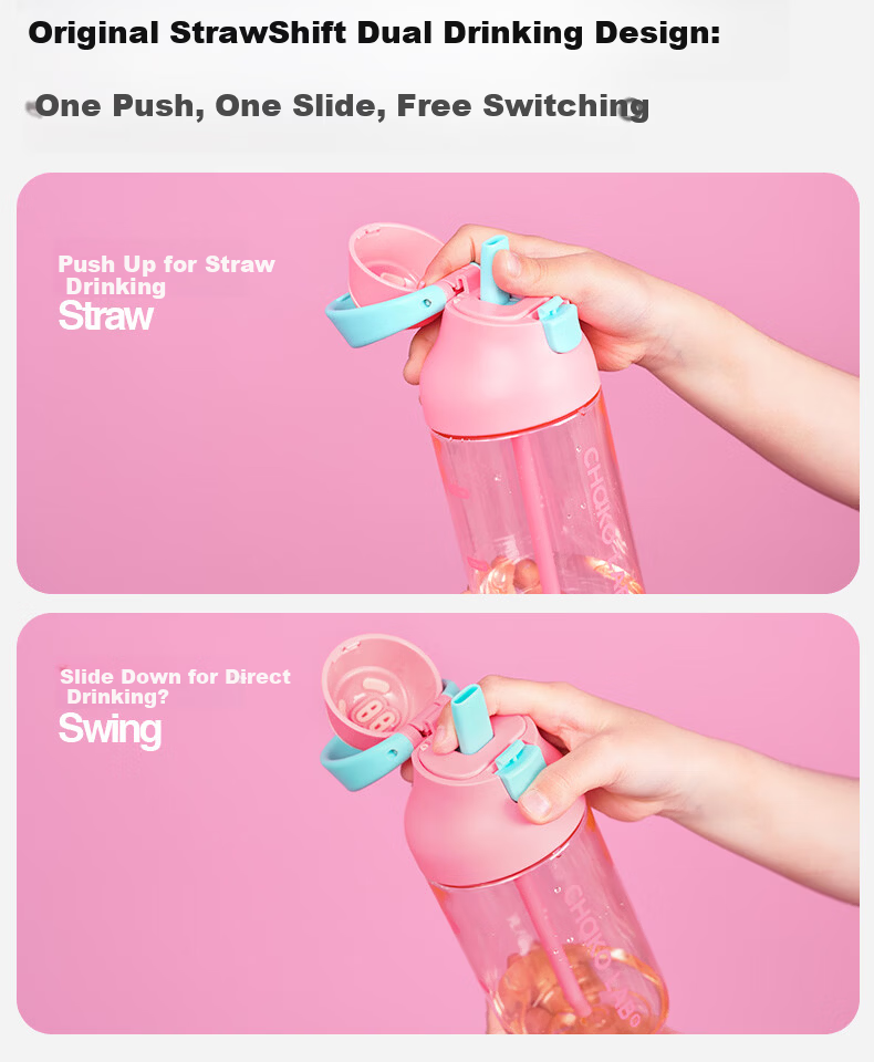 Chakolab Children's Straw Cup PPSU Water Bottle Food Grade School Dual Drink Lid Kada Cup Sea Salt Pink Lychee 550ml 9