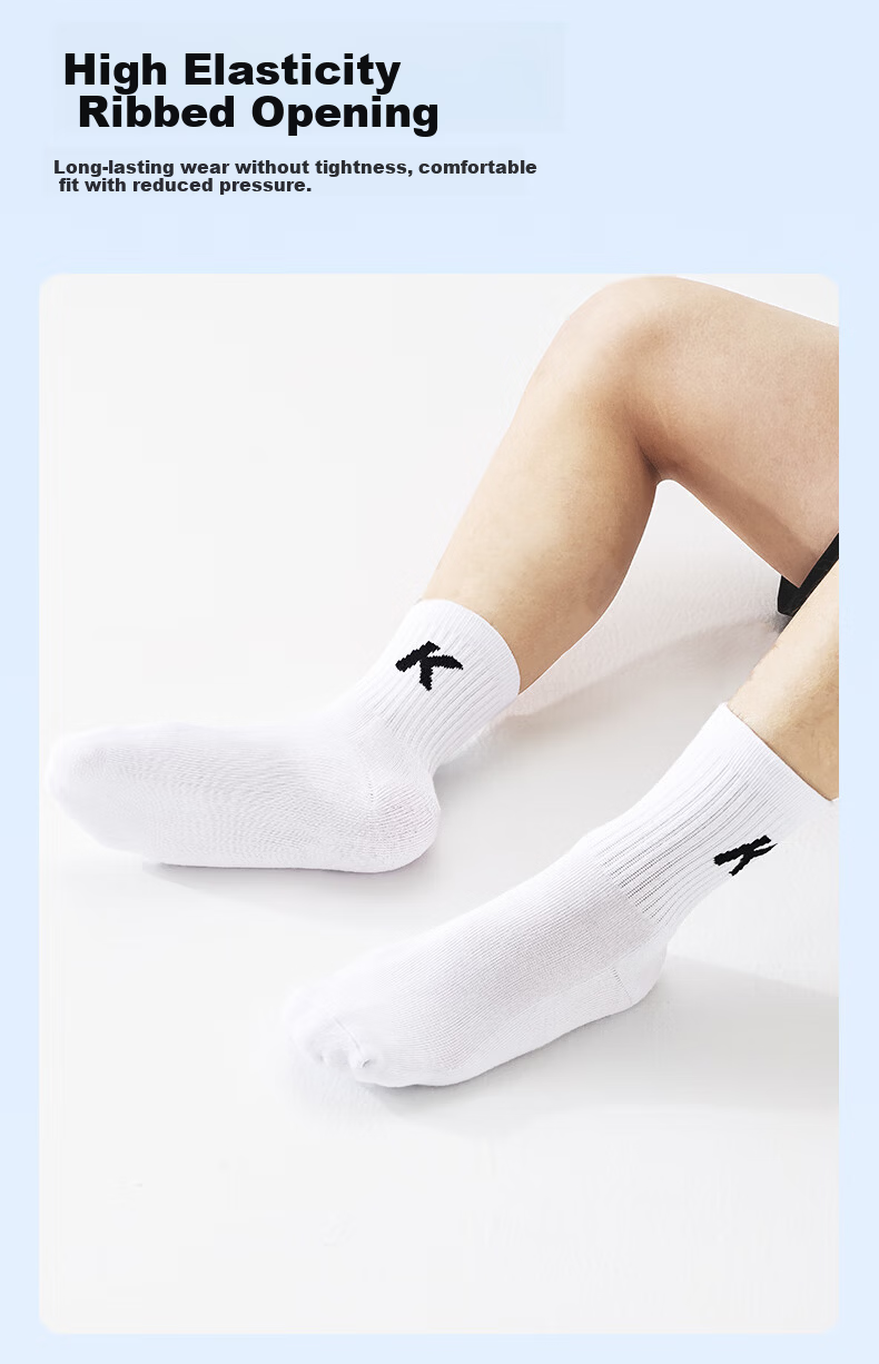 KELME Sports Socks Unisex Long Socks Running Basketball Training Fitness Mid-Short Tube 3 Pairs White [Short Tube] L 4