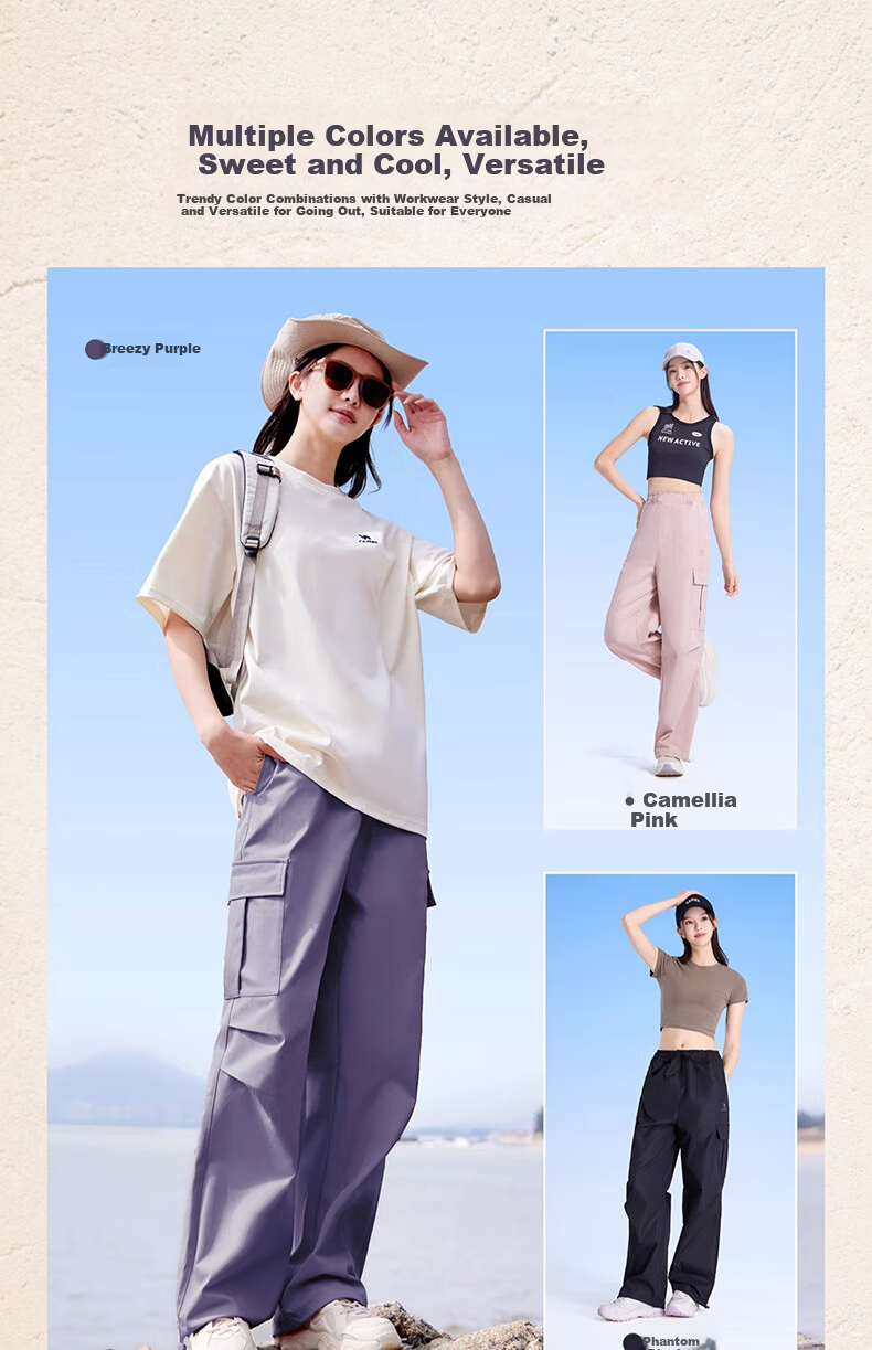 CAMEL Quick-Dry Workwear Women's Outdoor Hiking Travel Casual Woven Pants J25BAYL6079 Camellia Pink L 16