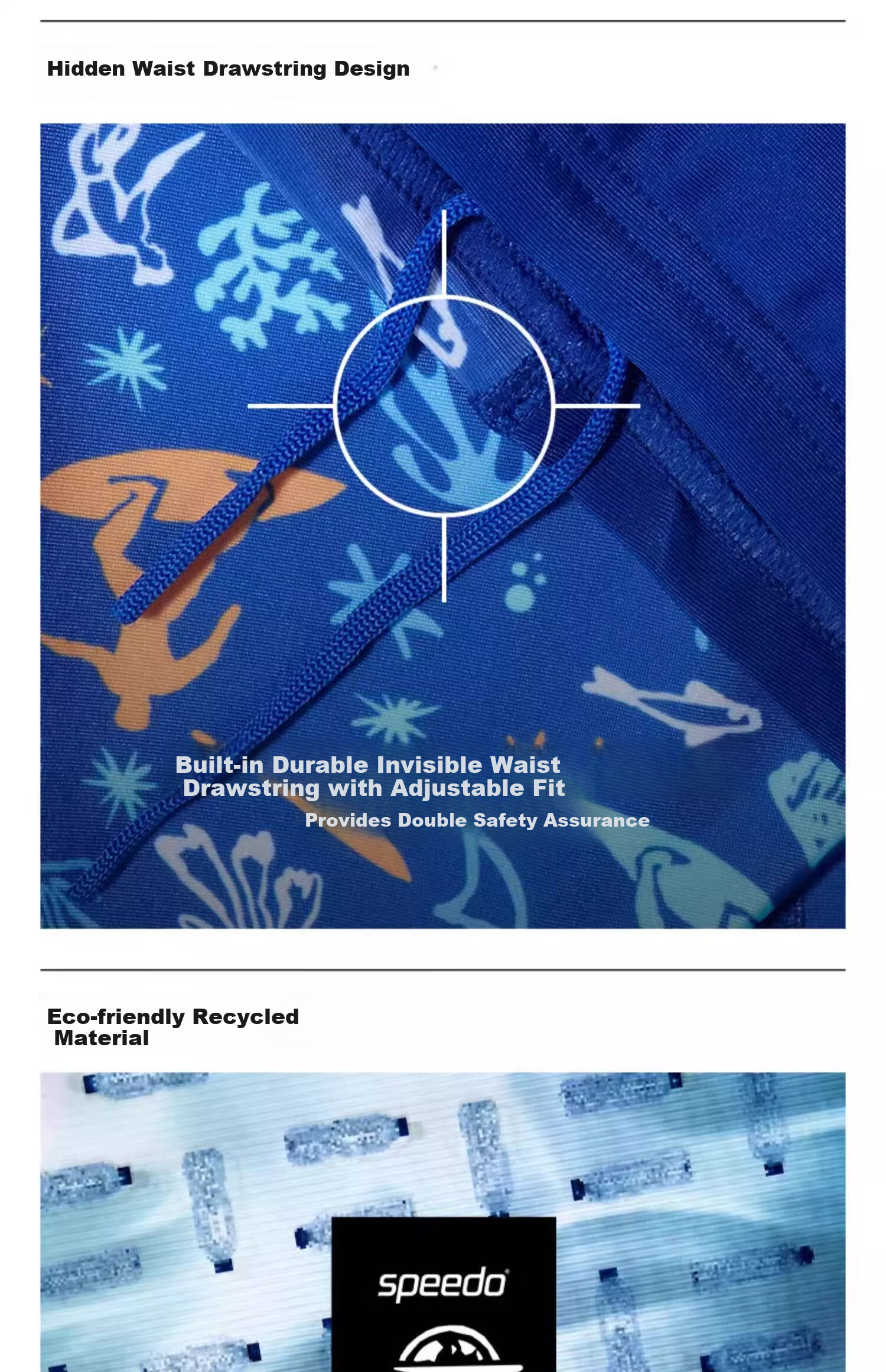 Speedo Kids Swimwear Fun Series Youth Printed Knee-Length Swim Trunks Boys Sun Protection Chlorine Resistant Blue/Dark Blue 13-14 14