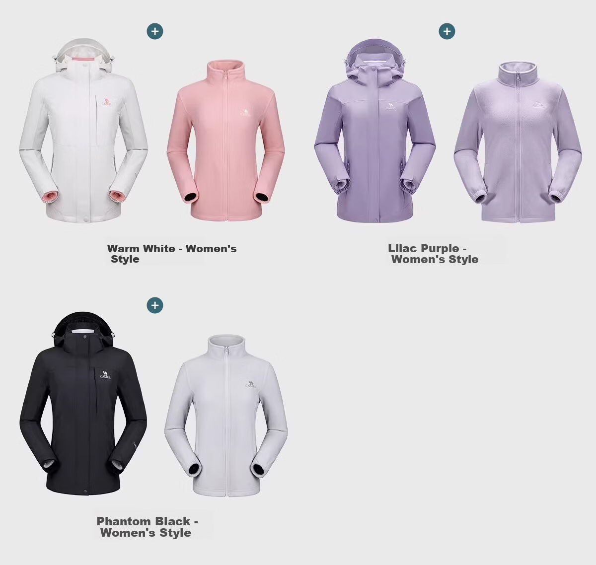 CAMEL Windbreaker Jacket for Men And Women, Three-In Detachable Two-Piece Set, Outdoor Heavy Rain-Proof Waterproof Windproof Mountaineering Suit 9