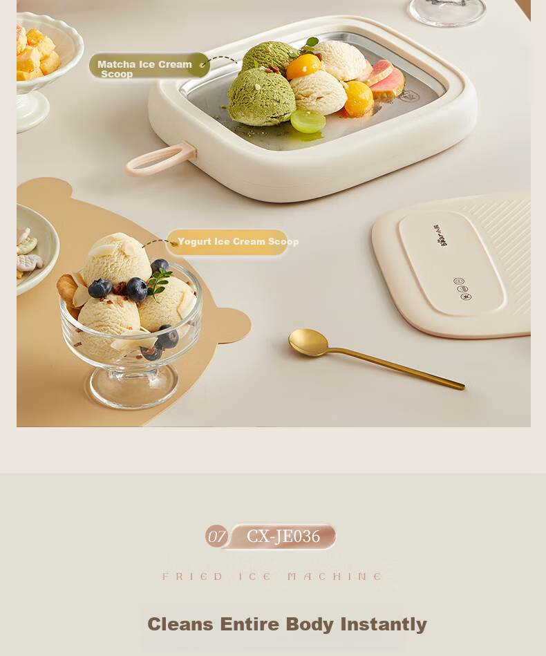 Bear Home Use Small Stir-Fried Yogurt Machine Children's Mini Stir-Fried Ice Cream Maker Ice Machine Non-Electric 316 Stainless Steel 15