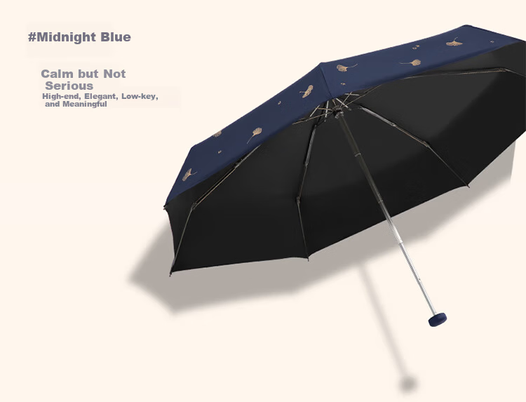 Paradise Umbrella UV Protection Folding Black Coating Sun and Rain Umbrella Printed Shade Sweet White 9