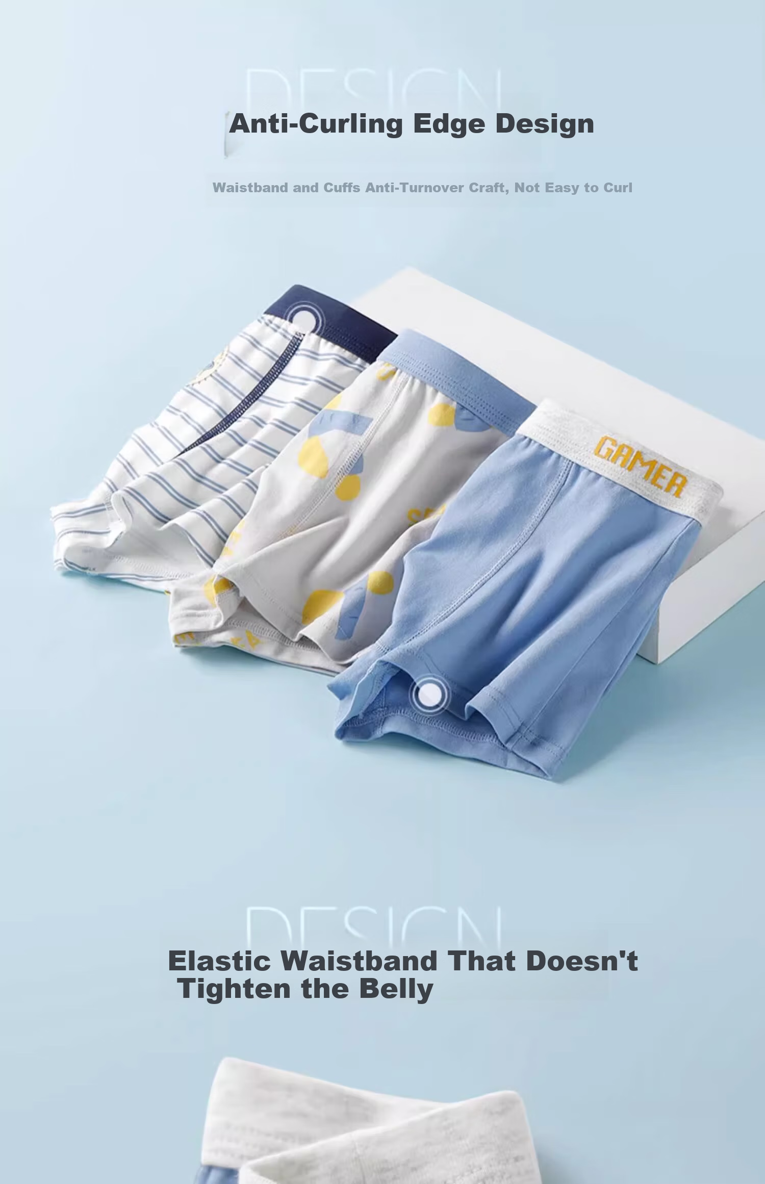 YING BO LUN Boys' Boxer Briefs, Four-Corner Shorts, Underwear, 3 Pieces, 15021 Mixed Colors, Size 180 11