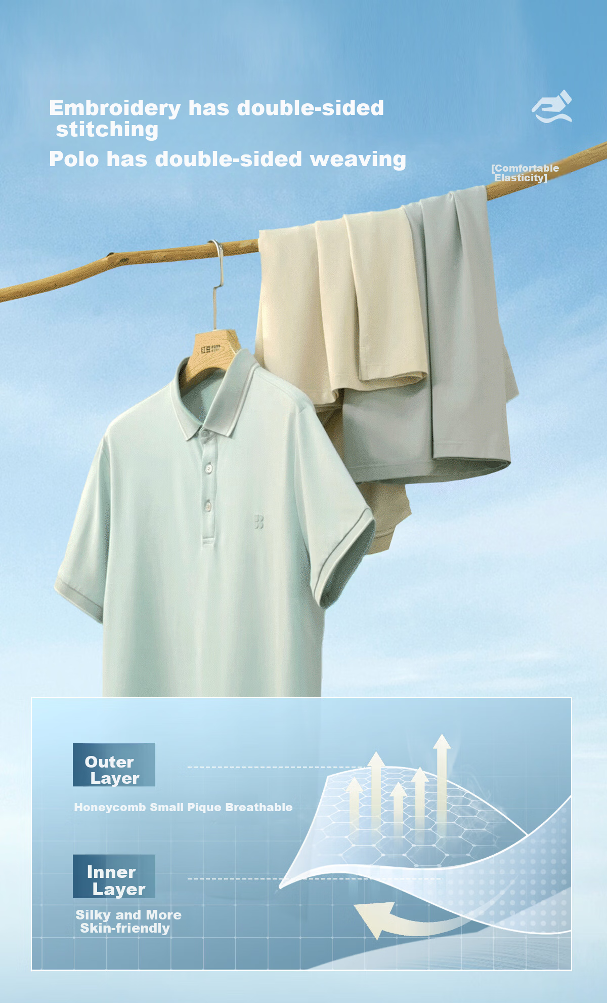 Hodo [Lin Gengxin's Style] Modal Silk Short-Sleeve Cool-Feeling Antibacterial Polo Shirt, Collared T-Shirt 6