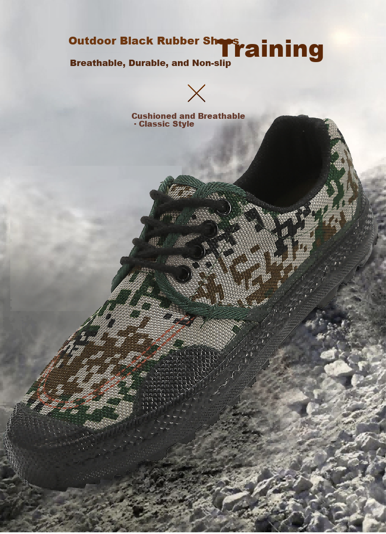 Weizhi Liberation Shoes for Men And Women, Military Training Hiking Outdoor Breathable Work Safety Puncture-Resistant Wear-Resistant Canvas Rubber Boots WZ2001 Size 41 1