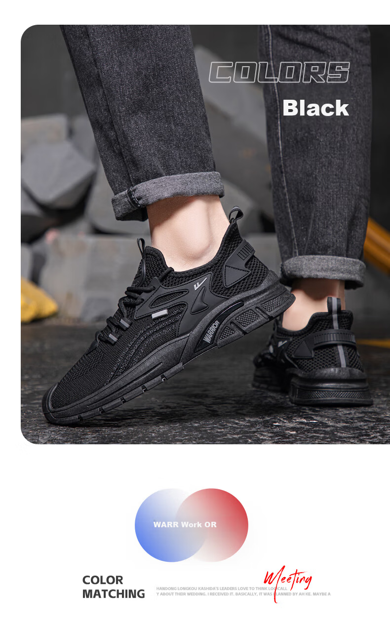 Warrior Official Men's Sports Shoes 2026 Summer New Breathable Casual Sneakers Black Size 39 13