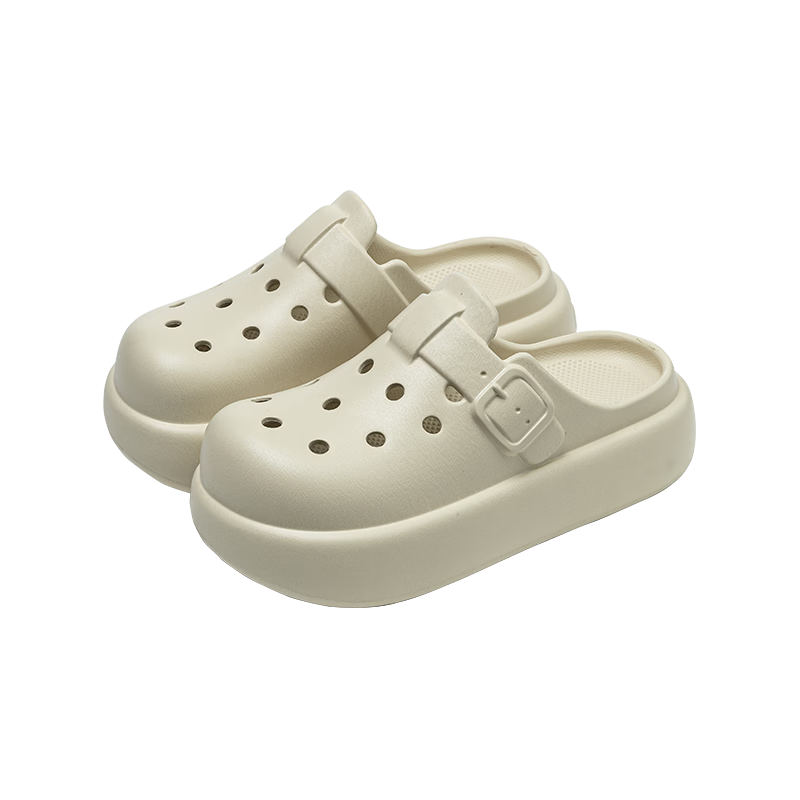 Puxi Women's Thick Sole Clog Outdoor Summer Height Increasing EVA Soft Slip-resistant Sandals Khaki Size 35-36