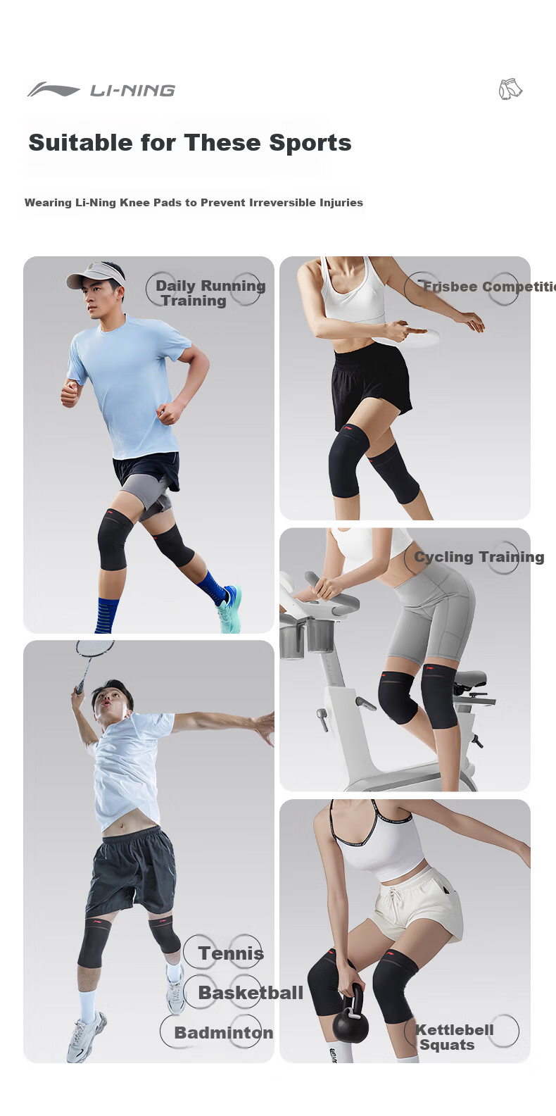 LI-NING Summer Thin Knee Brace for Running Men and Women, Meniscus Injury, Effusion, Synovitis, Joint Pain 5