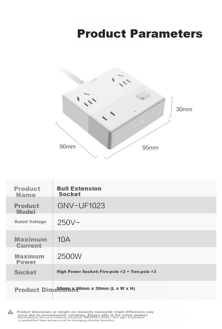 BULL New National Standard Mini Magic Box Overload and Overpower Protection Desktop Power Strip with 5-Control Switches, 1.5m Cable, White 7
