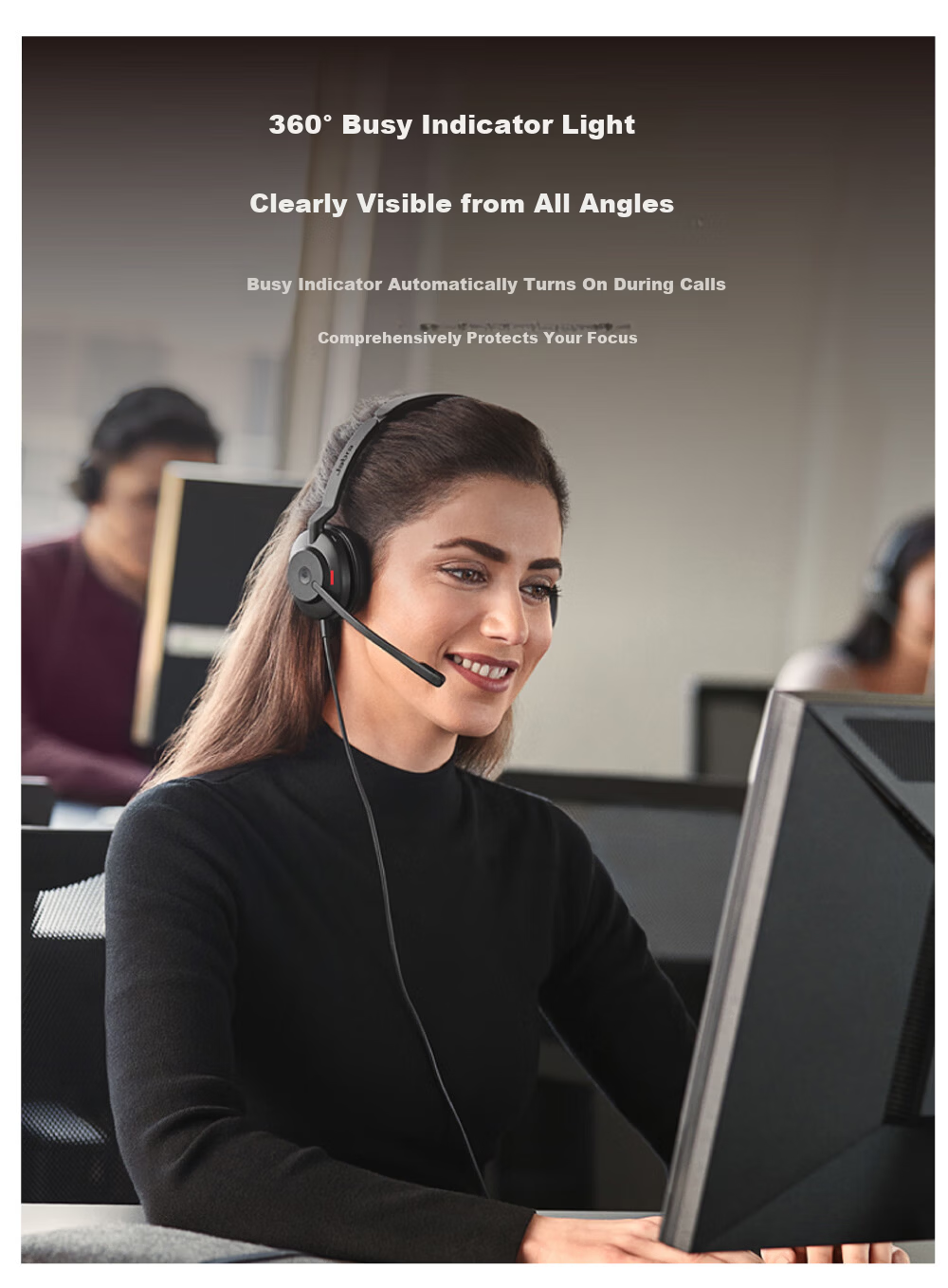 Jabra Evolve2 40 UC, Computer Office Conference Call Center Customer Service Telemarketing Headset, Online Education Over-Ear Noise-Cancelling Dual-Ear Headphones 8