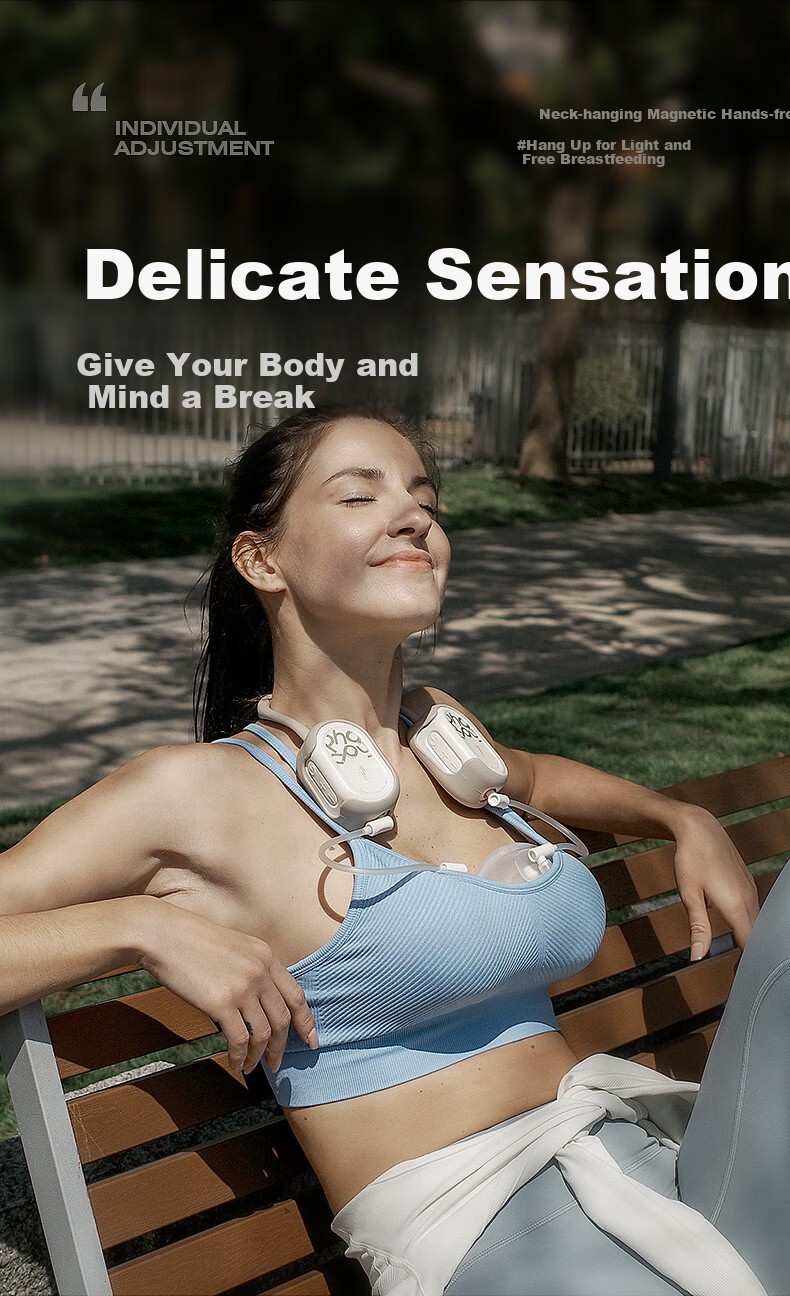 Xiaoyaxiang Hands-Free Double Electric Breast Pump Portable Neck-Hanging Variable Frequency High Suction Milk Extractor with Storage Bag 18