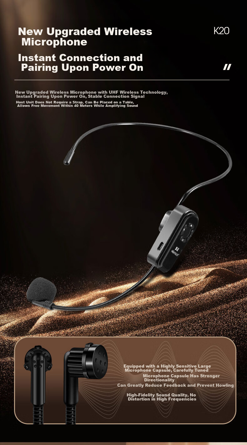 Jinzheng K10 Mini Bee Amplifier Teacher Teaching Dedicated Anti-Howling Wireless Lapel Microphone High Power Tour Guide Outdoor Portable Speaker Bluetooth Speaker Black 5