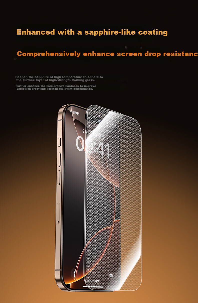 Benks Apple iPhone 16 Pro Max Tempered Glass Screen Protector [King Kong Corning] 3D Curved Sapphire Tempered Glass HD Quick-Apply Protective Film 3