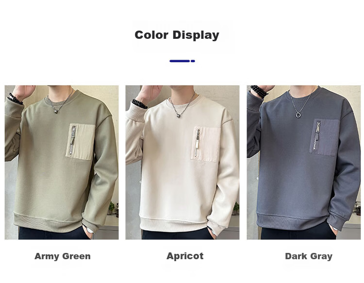 ROMON Men's Sweatshirt Spring and Autumn Casual Long Sleeve T-Shirt Basic Versatile Top Black XL 9