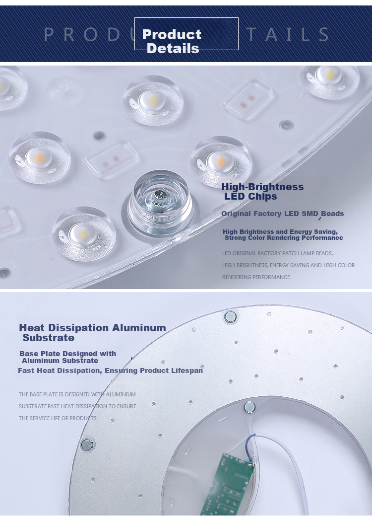 ROLin LED Ceiling Light Core, Full Spectrum LED Light Strip, Can Replace Light Panel, Light Source Module, 40cm 50W, Three-Color Dimming 9