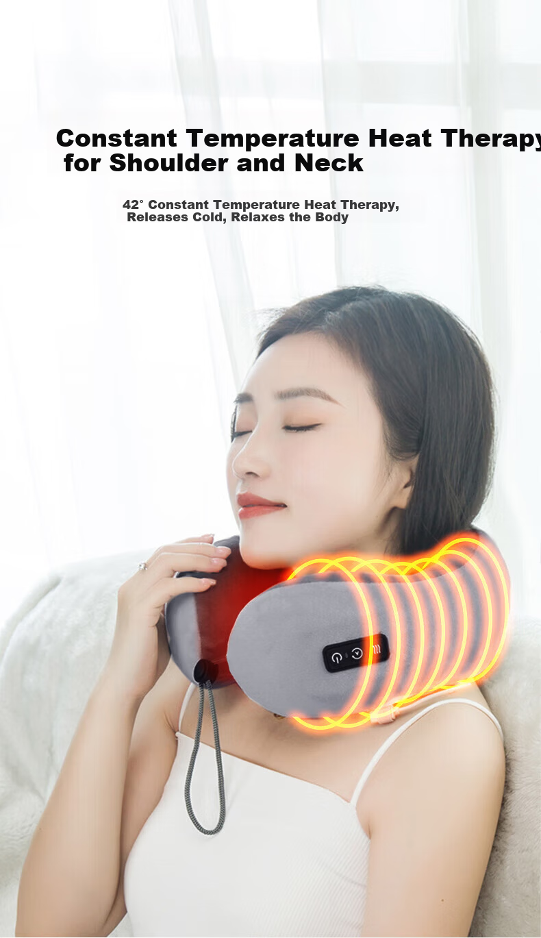 Yuzhaolin Electric Massage U-Shaped Pillow Nap Pillow Travel Neck Pillow Portable for Airplane and High-Speed Rail Neck Support Cushion 9