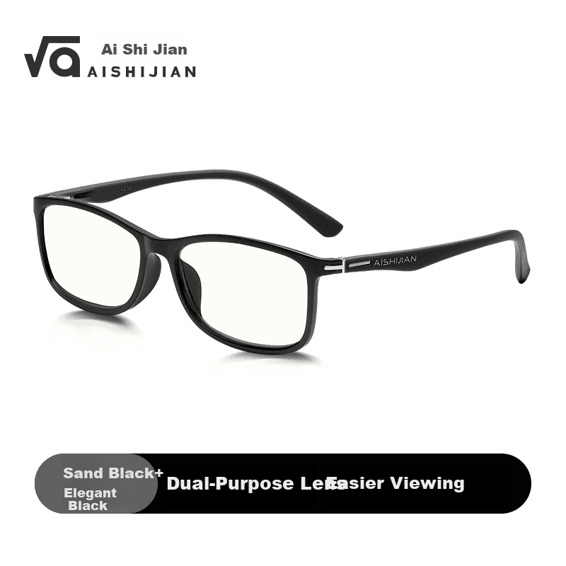 Aishijian Presbyopic Glasses HD Blue Light Blocking Anti-Fatigue Eye Protection 300 Degree (Recommended for Ages 65-69) Elegant Black