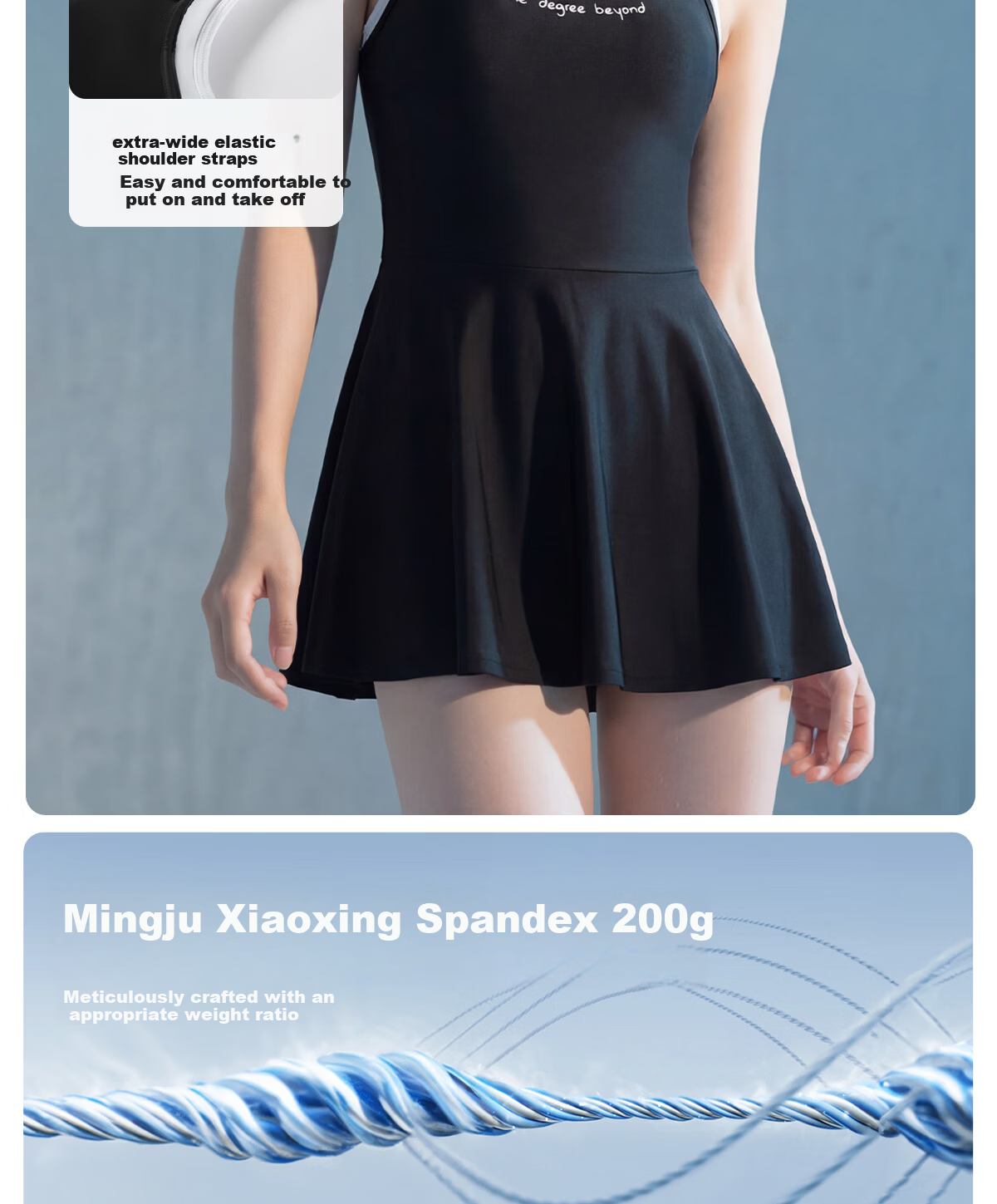 361° Women's One-Piece Skirted Swimsuit Slimming Black Dress 2026 New Luxury Vacation Hot Spring Swimwear 5