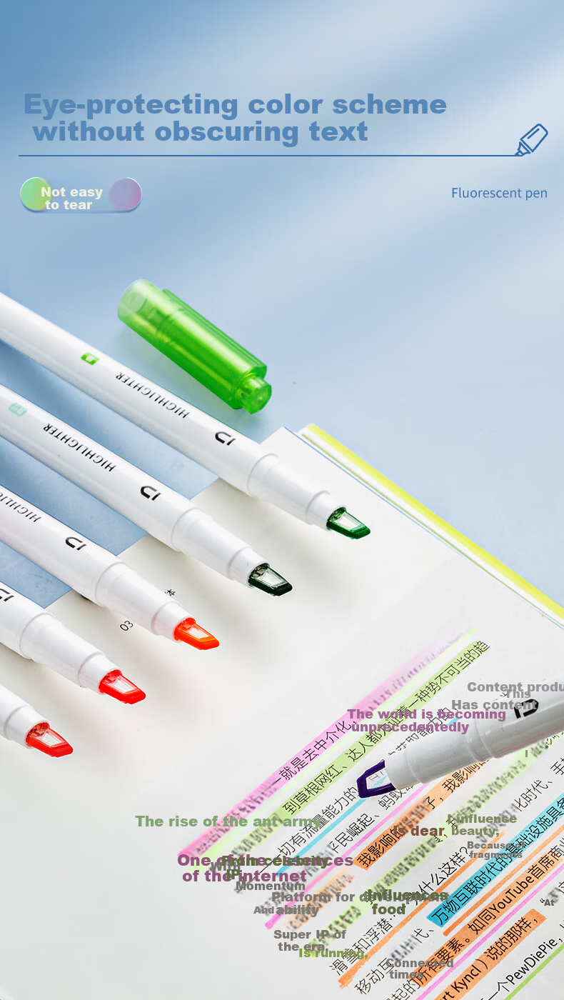 M&G Stationery Premium Double-Ended Highlighter Pen 6-Color Set, National Style, Student Marker Pen, Colorful Highlighting Pen, Stylish Ins Journal AHMT6219 6