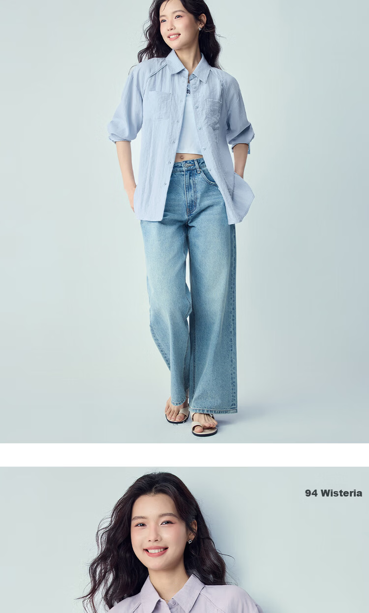 Giordano 2026 Spring New Bone-Breaking Double Pocket Loose Casual Textured Long Sleeve Shirt for Women 05346104 14