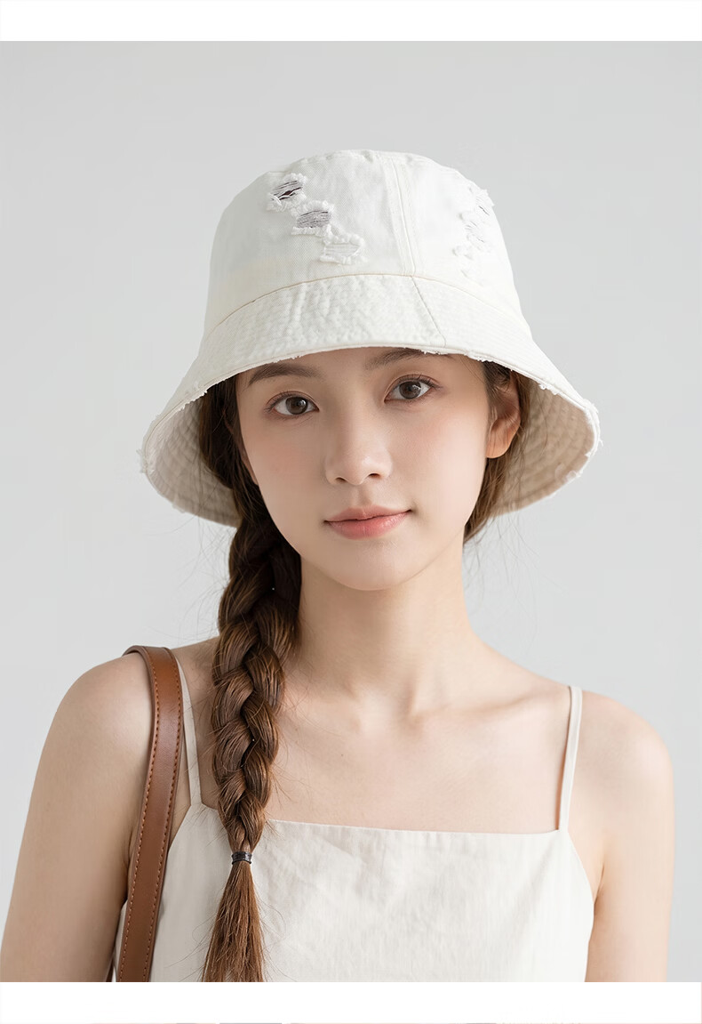 MMOPTOP Japanese Style Distressed Fisherman Hat Women Vintage Washed Cotton Bucket Hat Casual Versatile Face-Slimming Sun Hat Men 3