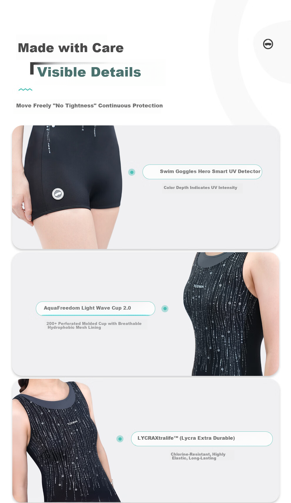 TOSWIM 2026 New Women's Swimsuit Hot Spring Swimwear Beach Vacation Racing Swimsuit Premium Silver Dream Starry M 14