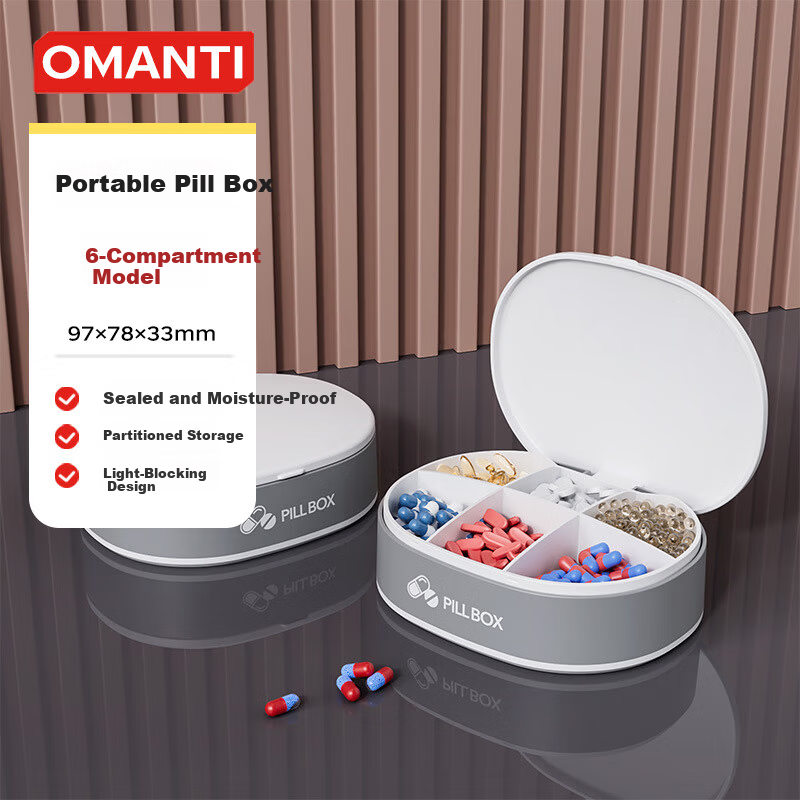 OMANTI Portable Pill Organizer Medicine Storage Box Lightproof Sealed Mini Pill Case