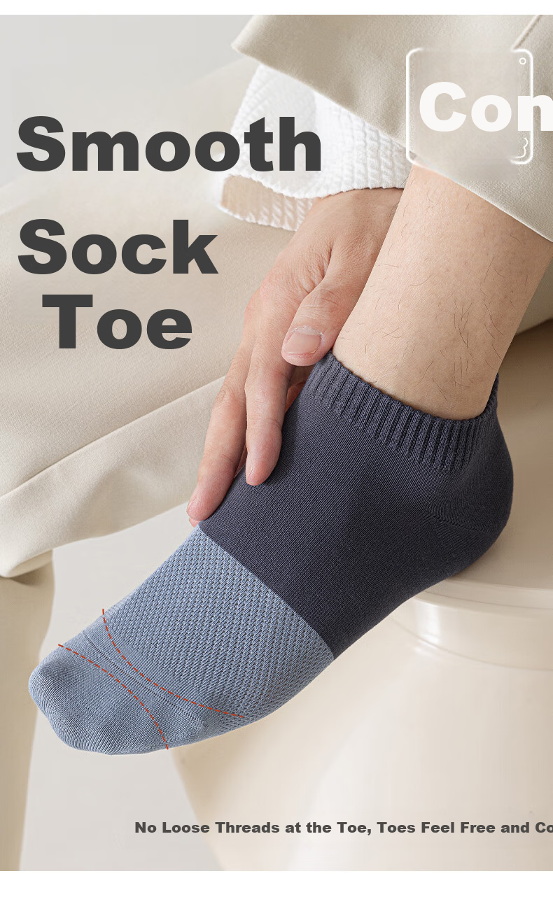 Mianmanman Summer Thin Socks for Men, Mesh Breathable Short Socks, Xinjiang Cotton Antibacterial Deodorant Contrasting Color Low-Cut Ankle Socks, 10 Pairs 8