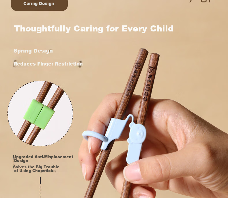 CORN Children's Self-Resetting Training Chopsticks for Kids Ages 3-6 Wooden Short Chopsticks Learning Aid 4