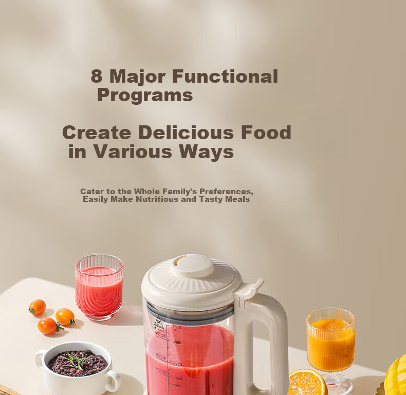 Yangzi Fully Automatic Soy Milk Maker and Blender 5-6 Functions, Self-Cleaning, 1.65L Large Capacity, 20-Blade Juicer B-005 12