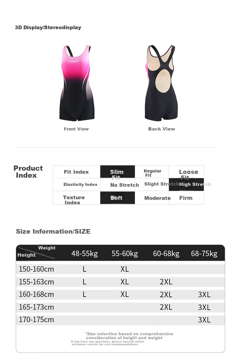YINGFA Lycra Fabric Women's One-Piece Slim Fit Square Leg High-Grade Swimwear Comfortable Sports Chlorine-Resistant Quick-Dry Swimsuit 13