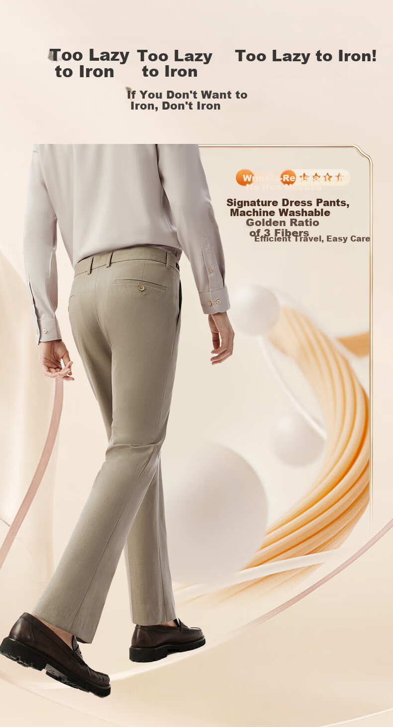Hodo Men's Dress Pants, Level 3.5, Wrinkle-Free, Machine Washable, Signature Pleated, Elastic Waist 5