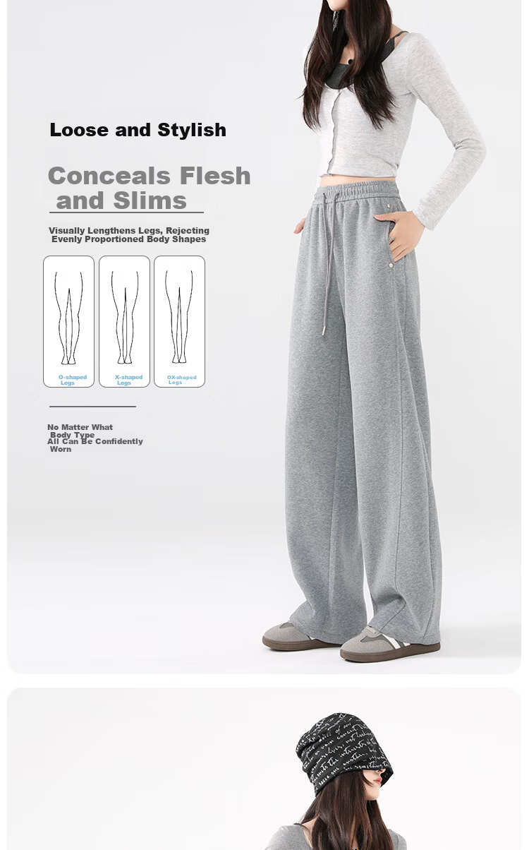 Xueqiman Studded Wide-Leg Pants for Women 2026 Spring New High-Waist Slimming Scythe Pants Loose Hip-Covering Straight Casual Trousers for Women 3