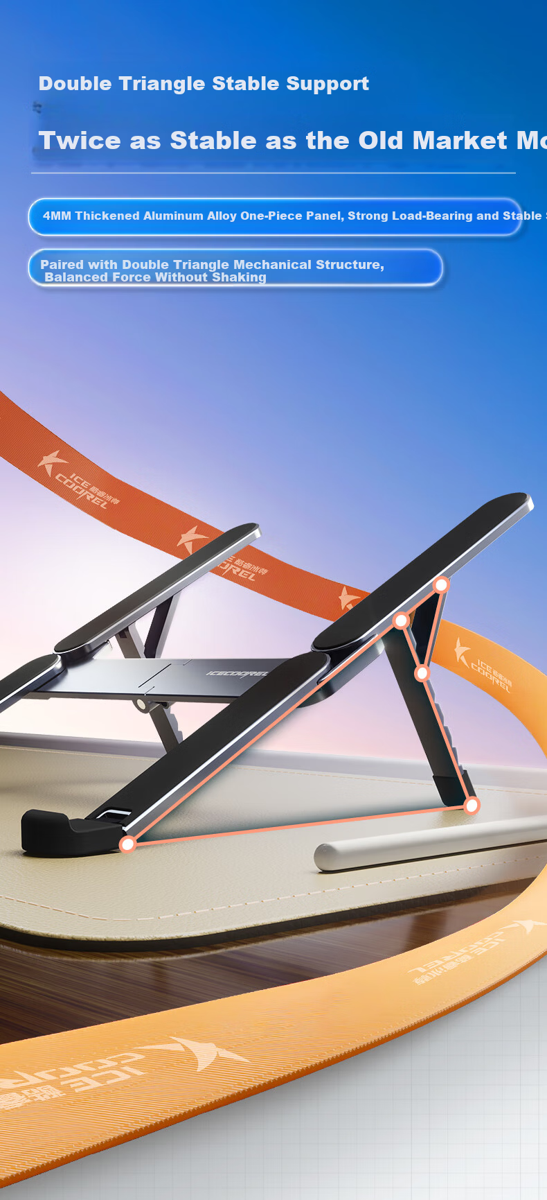 ICE COOREL Laptop Stand Aluminum Alloy Vertical Adjustable Floating Holder Tablet Cooler Universal Portable Metal Riser for Apple Xiaomi Huawei Lenovo Legion 4