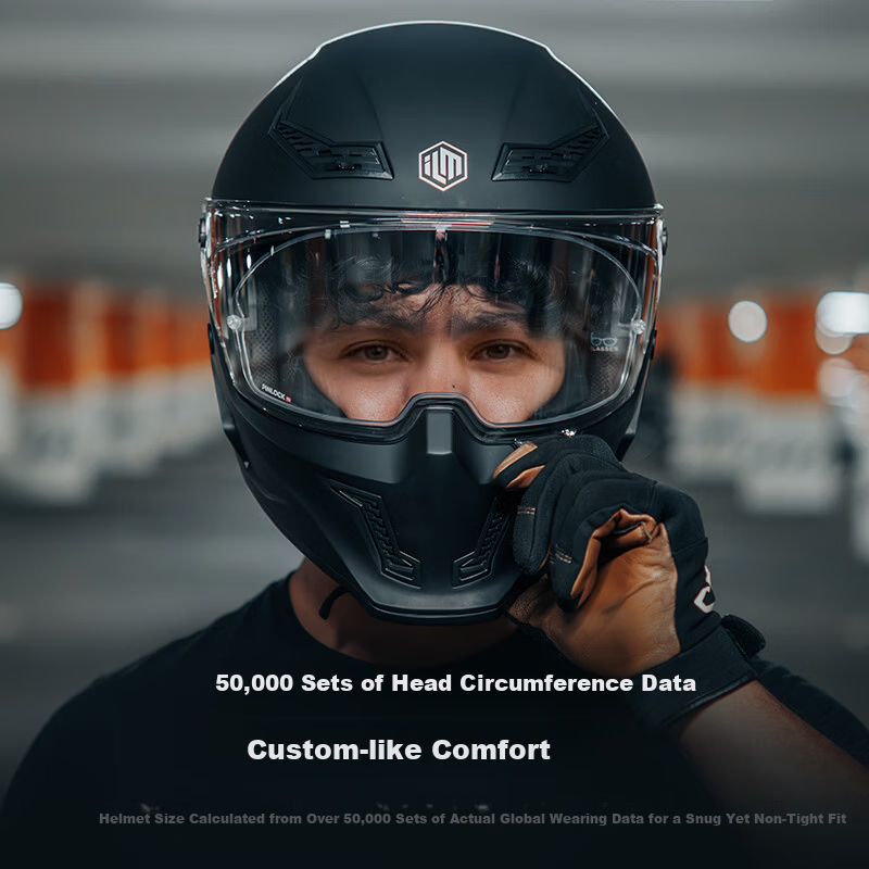 ILM Motorcycle Full Face Helmet 3C Certified Winter Retro Cruiser Helmet Battle Damage Gray 2XL (60-61CM)