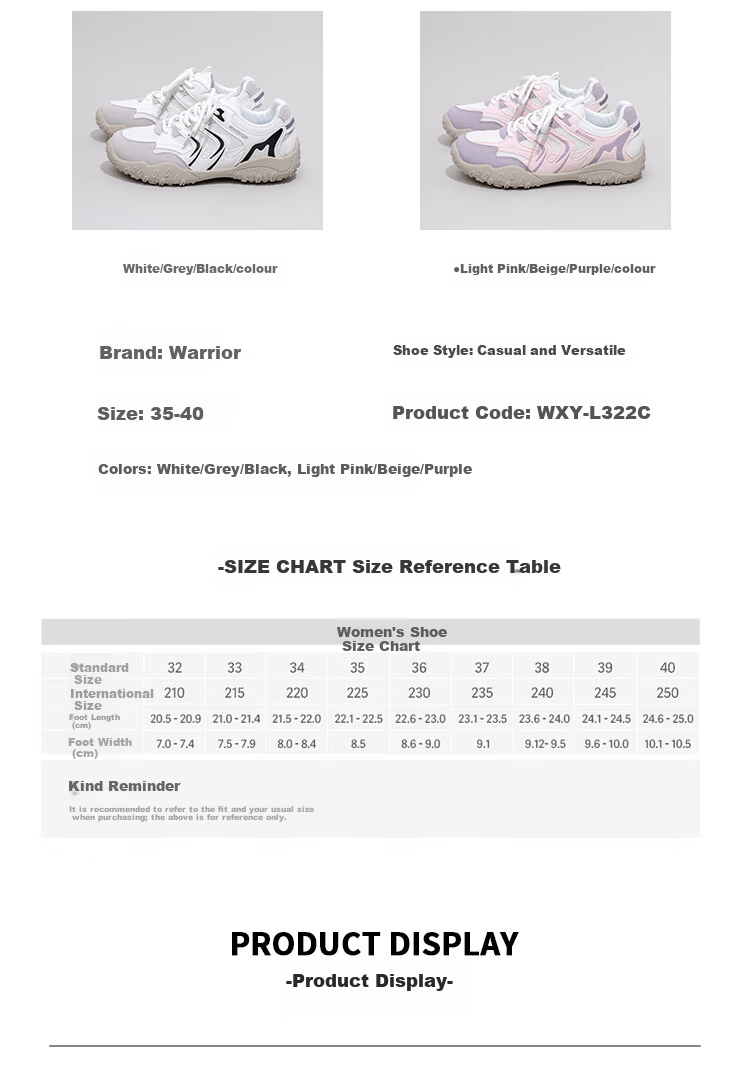 Warrior Women's Summer Breathable Hiking Shoes Lightweight Versatile Sports Shoes 322 White/Grey/Black Size 36 2