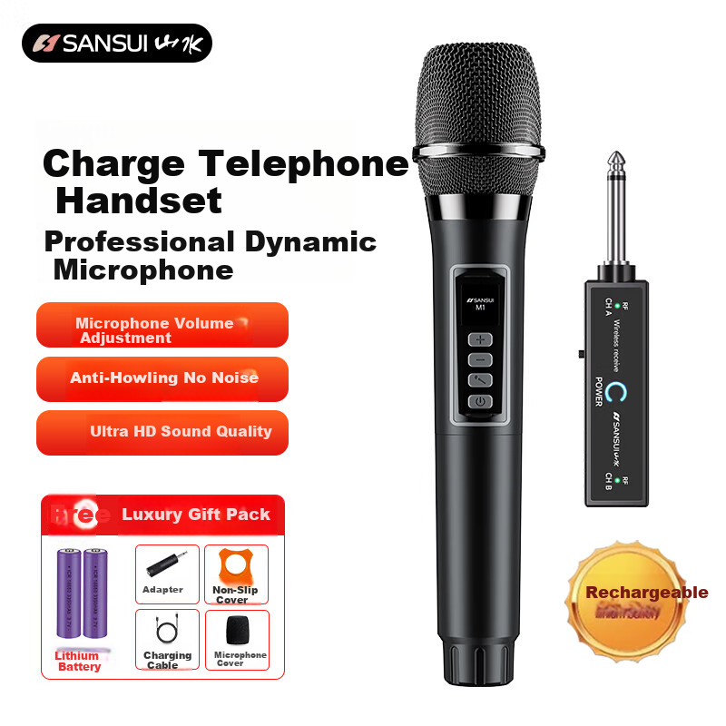 SANSUI M1 Wireless Microphone Universal Mic Home KTV Singing Speech Stage Karaoke Conference Speaker Amplifier Car Use