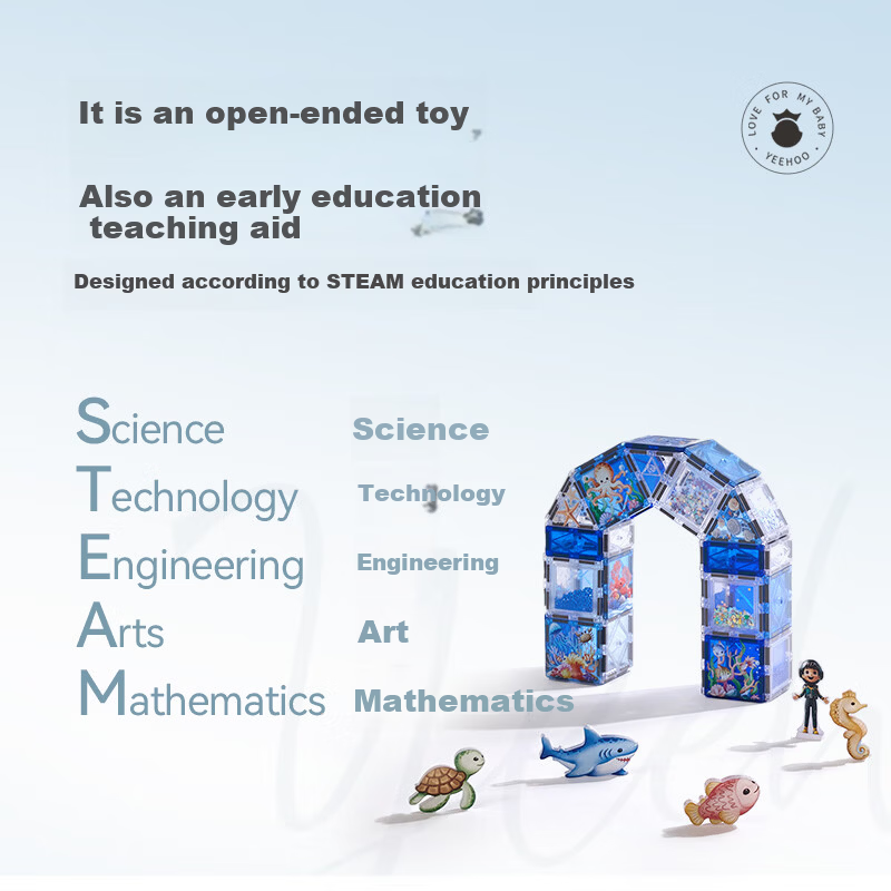 YEEHOO Children's Magnetic 4D Faceted Color Window Educational Toy Magnetic Building Blocks Puzzle for Ages 3-6 Birthday Gift