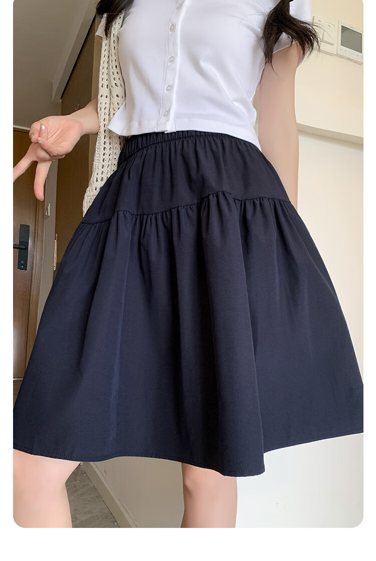 Borui Women's Summer Skirt 2026 New Thin Japanese Casual High-Waist A-Line Anti-Exposure Mid-Length Skirt 21