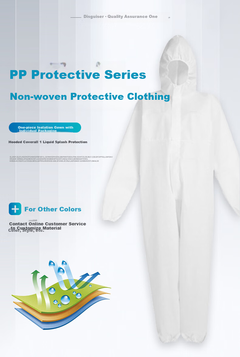 Disguiser Disposable Protective Coverall Non-woven Hooded Dustproof Isolation Suit for Farming Spray Painting Oil-resistant Full-body Workwear 2XL (180) White Hooded Without Foot Covers 1