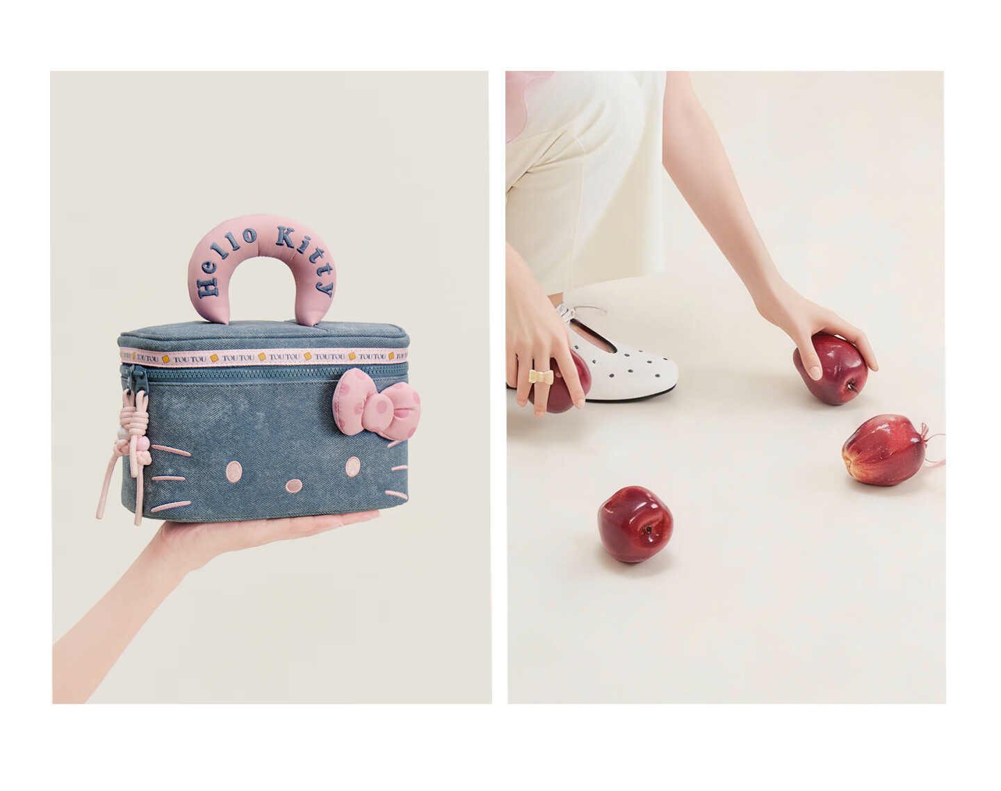 Toutou New Hello Kitty Denim Makeup Bag Storage Camera Bag Children's Day Birthday Gift for Girlfriend 29