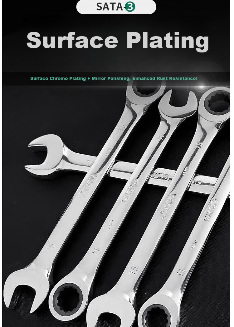 SATA 43206 Fully Polished Dual-Use Quick Ratchet Wrench 13MM 6